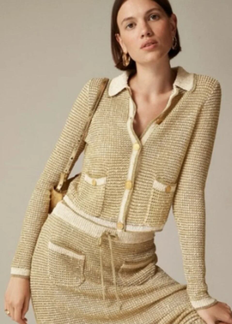 NWT J. Crew Collared Cardigan in Metallic Yarn Size Small